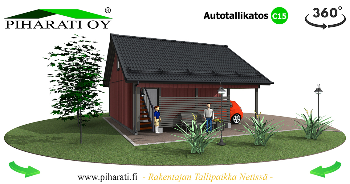 Autotallikatos C15 - Ullakkotalli - 360 | Www.piharati.fi